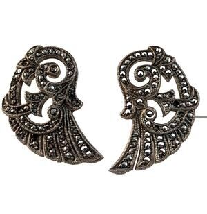 Marcasite earrings Posts Couple of Stones Missing see photos Art Deco